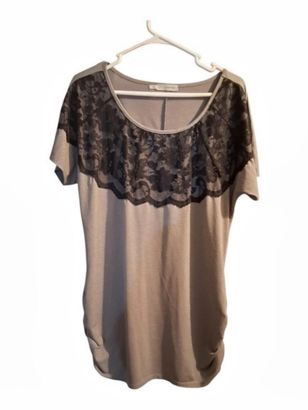 maurices Lace Overlay Short Sleeve Top Size 0 Like New